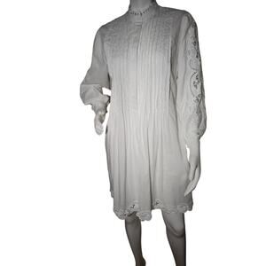 Madewell Cotton Lace Pintuck Dress – White – Size Large